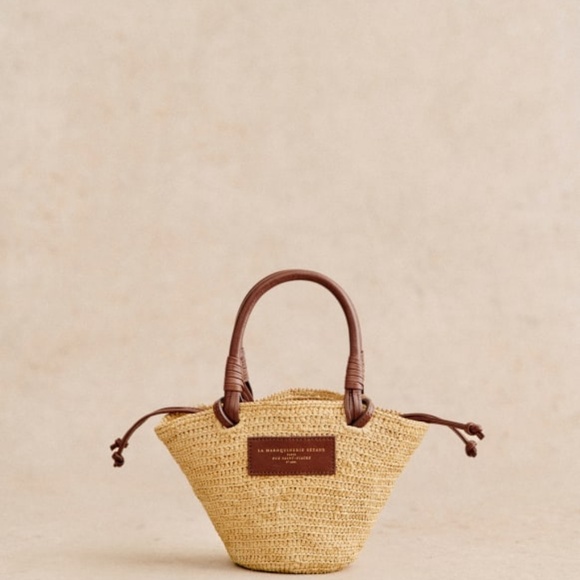 Sezane Justine Mini Basket Bag Natural Raffia - Size TU - Picture 4 of 12